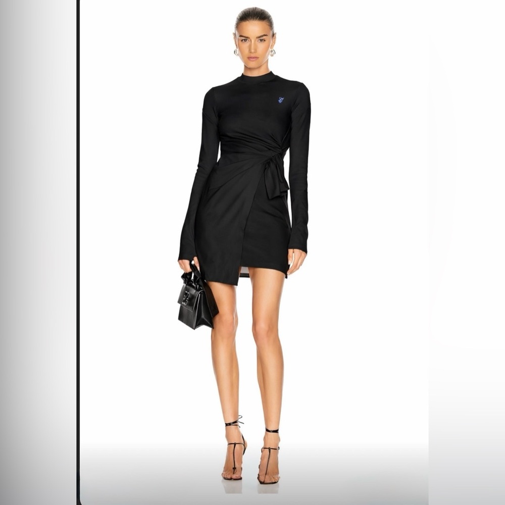 Off-White Mariacarla Wrap Dress Black Size 38 Knot Detail Mini Like New (US 4-6)